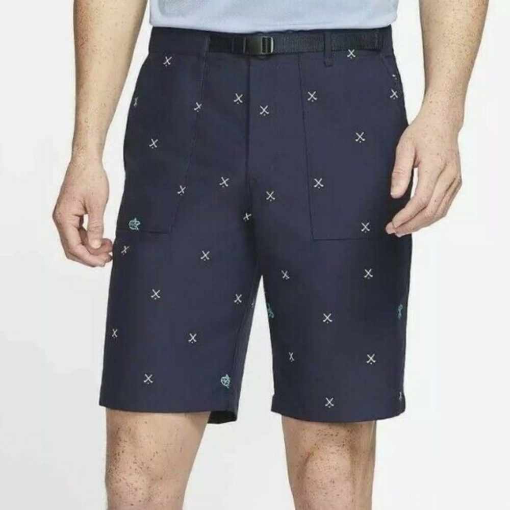 HP✨ NWOT Nike Flex Golf Shorts Navy Blue Charms Belted - Picture 1 of 13